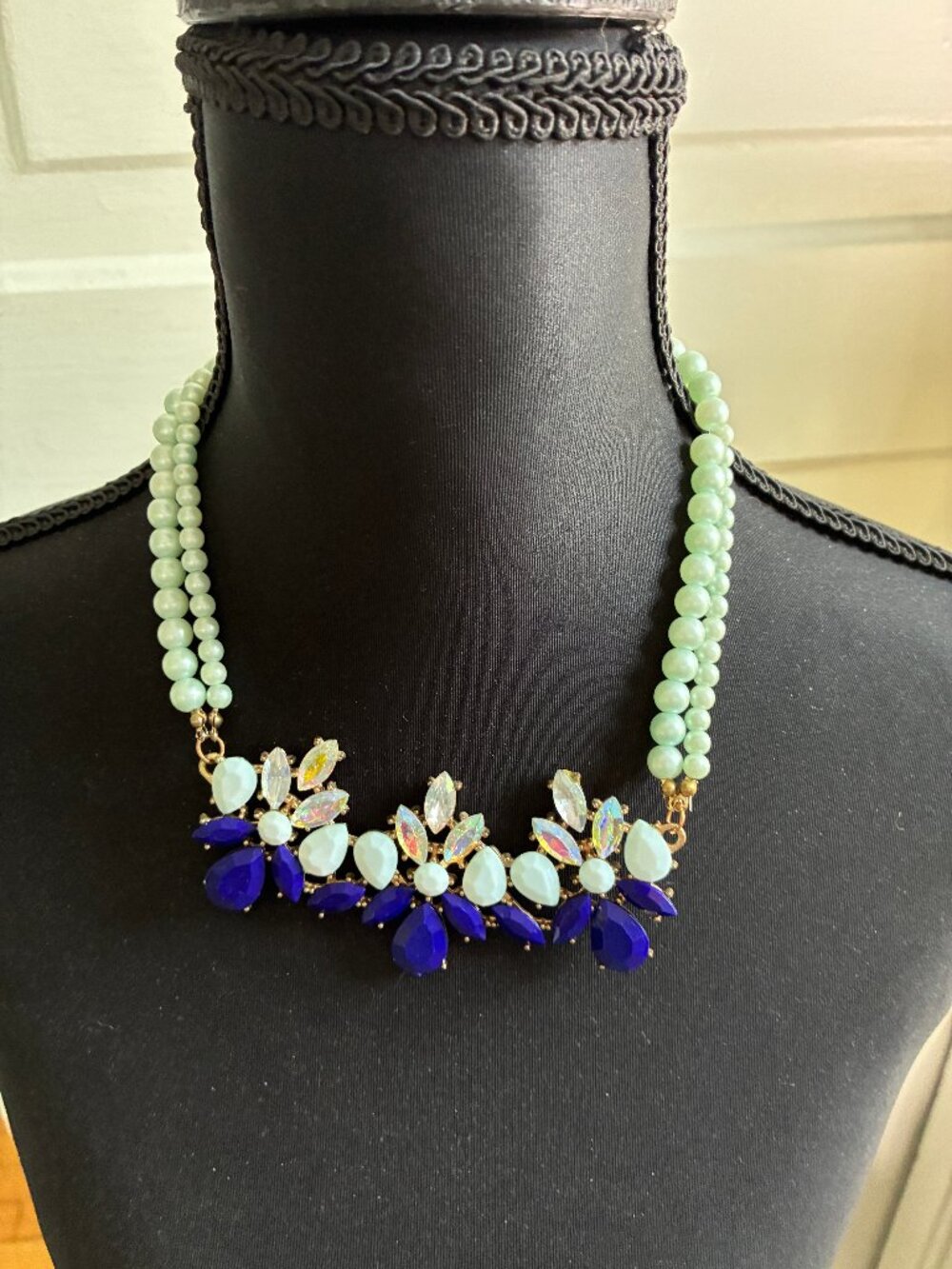 255 Beaded Rhinestone Statement Necklace
